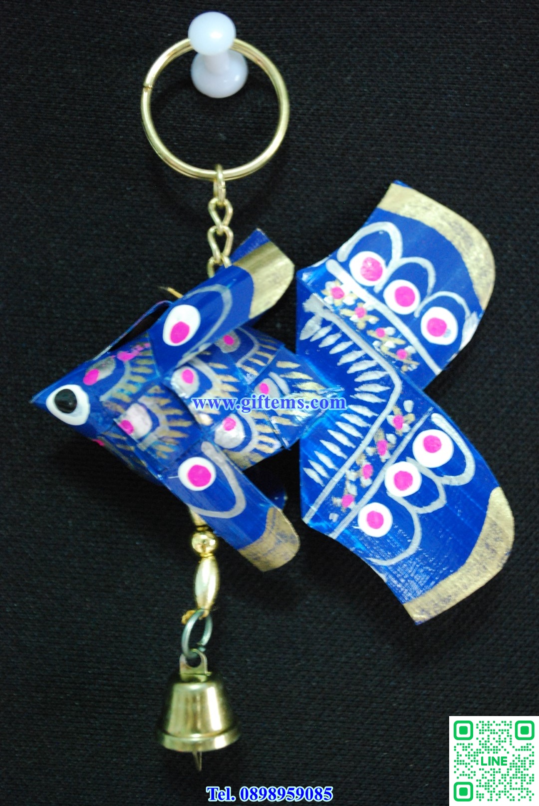 พวงกุญแจปลาตะเพียนระฆังทอง สีน้ำเงิน