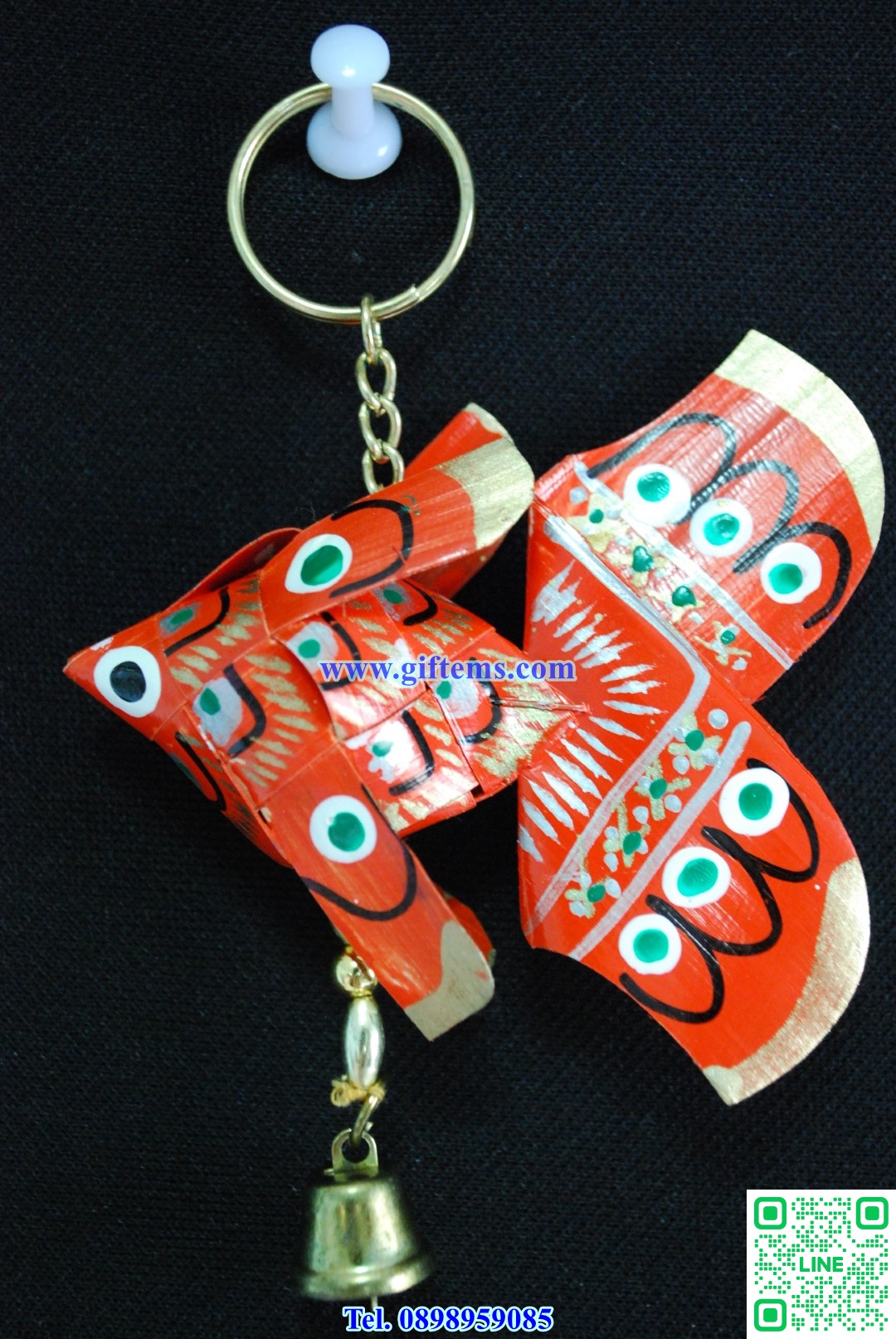 พวงกุญแจปลาตะเพียนระฆังทอง สีส้ม