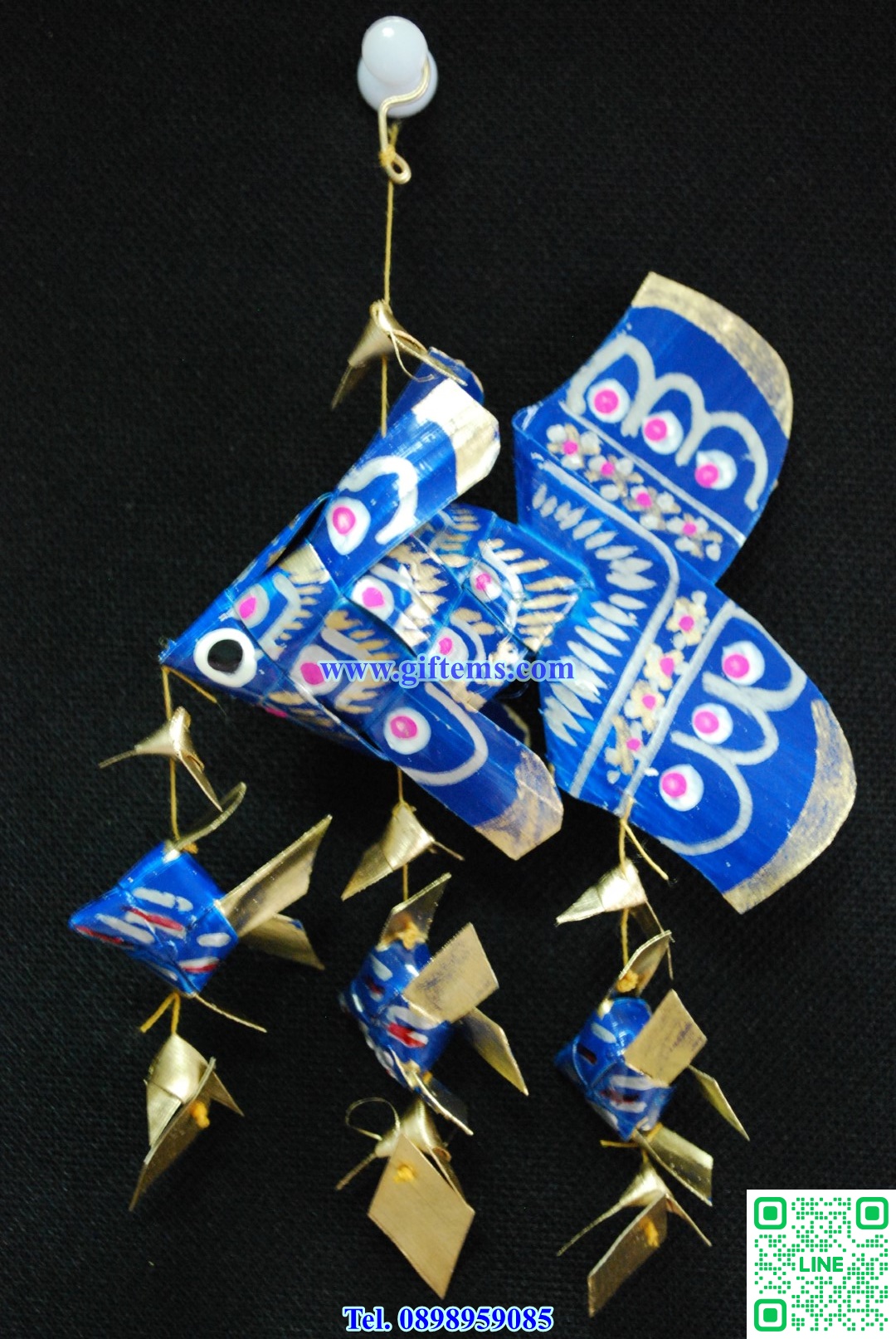 โมบายปลาตะเพียน ลูก3 3x6 นิ้ว สีน้ำเงิน