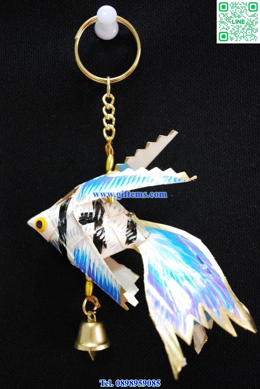 พวงกุญแจ ปลากัดสยาม 4x6 นิ้ว สีขาว