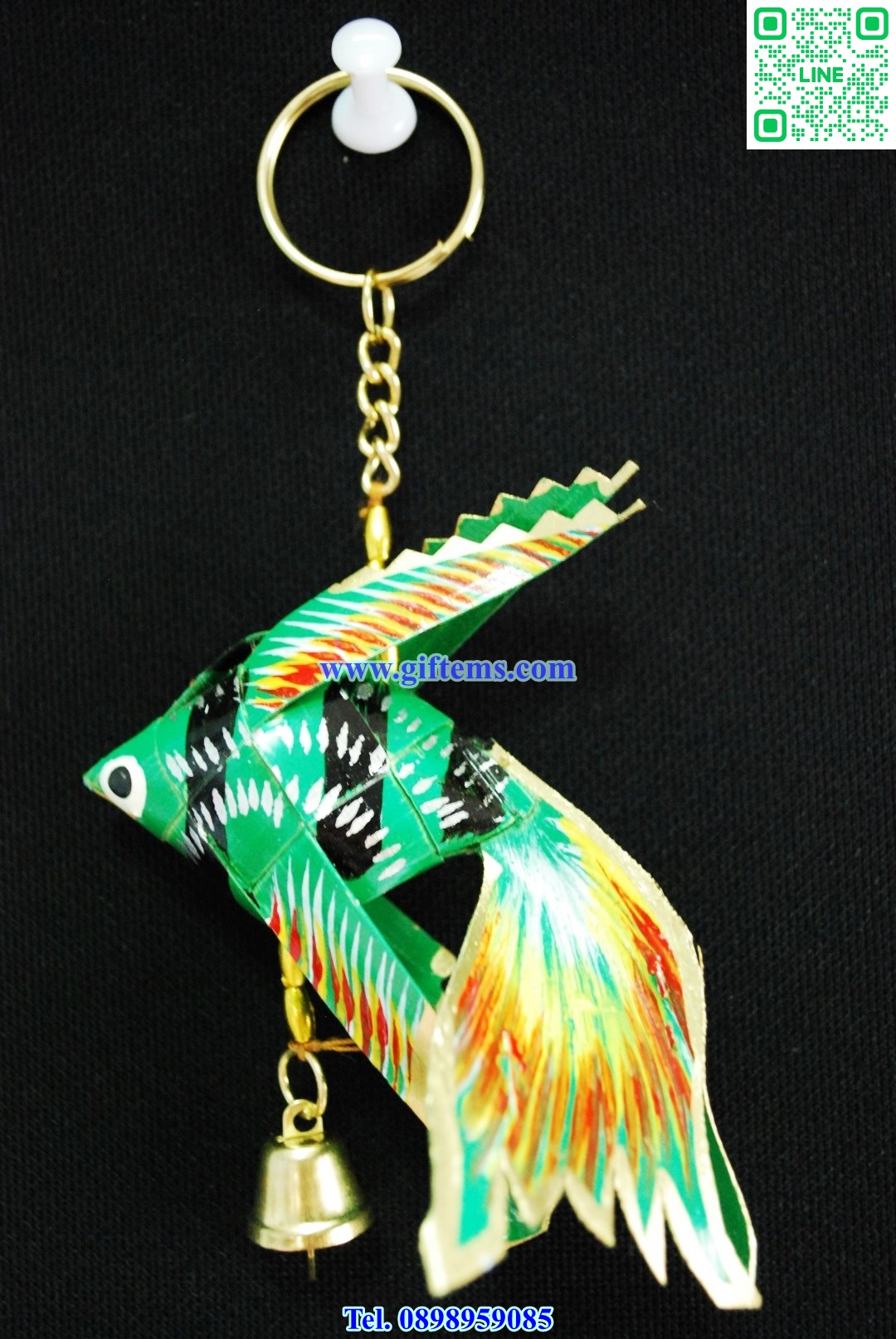 พวงกุญแจ ปลากัดสยาม 4x6 นิ้ว สีเขียวตอง