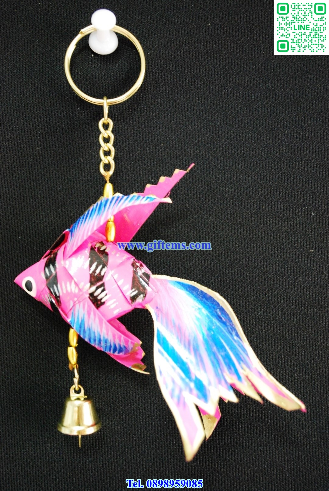 พวงกุญแจ ปลากัดสยาม 4x6 นิ้ว สีชมพู
