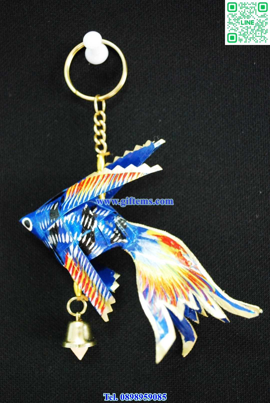 พวงกุญแจ ปลากัดสยาม 4x6 นิ้ว สีน้ำเงิน
