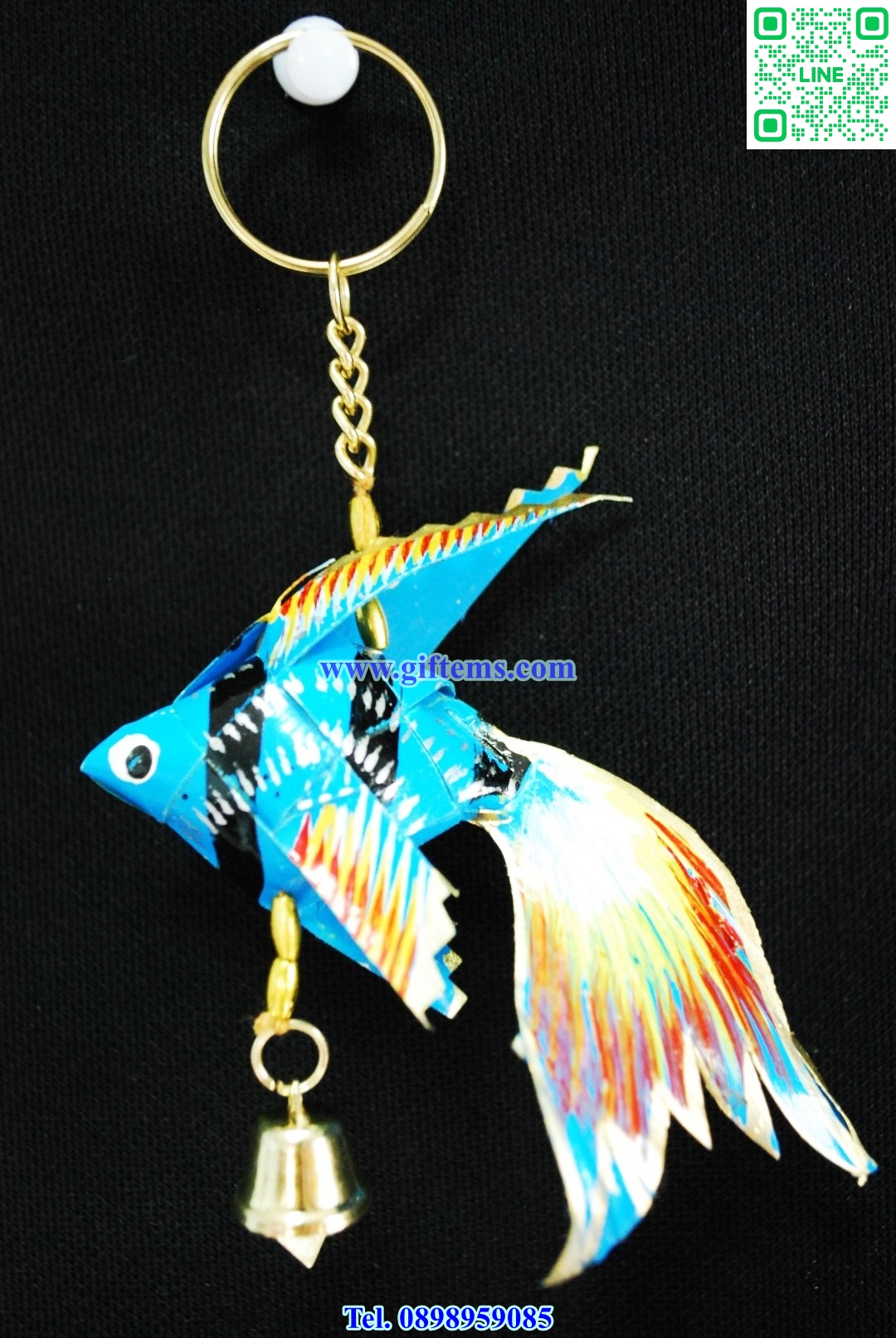 พวงกุญแจ ปลากัดสยาม 4x6 นิ้ว สีฟ้า