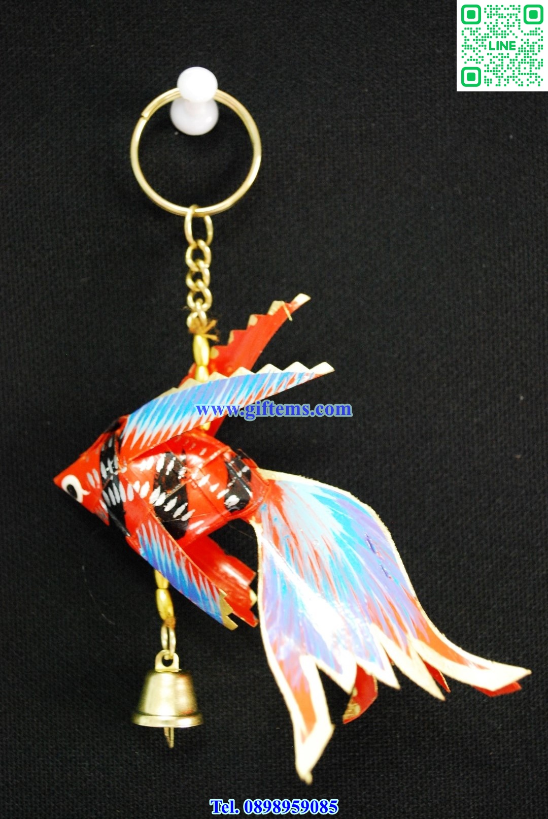 พวงกุญแจ ปลากัดสยาม 4x6 นิ้ว สีส้ม