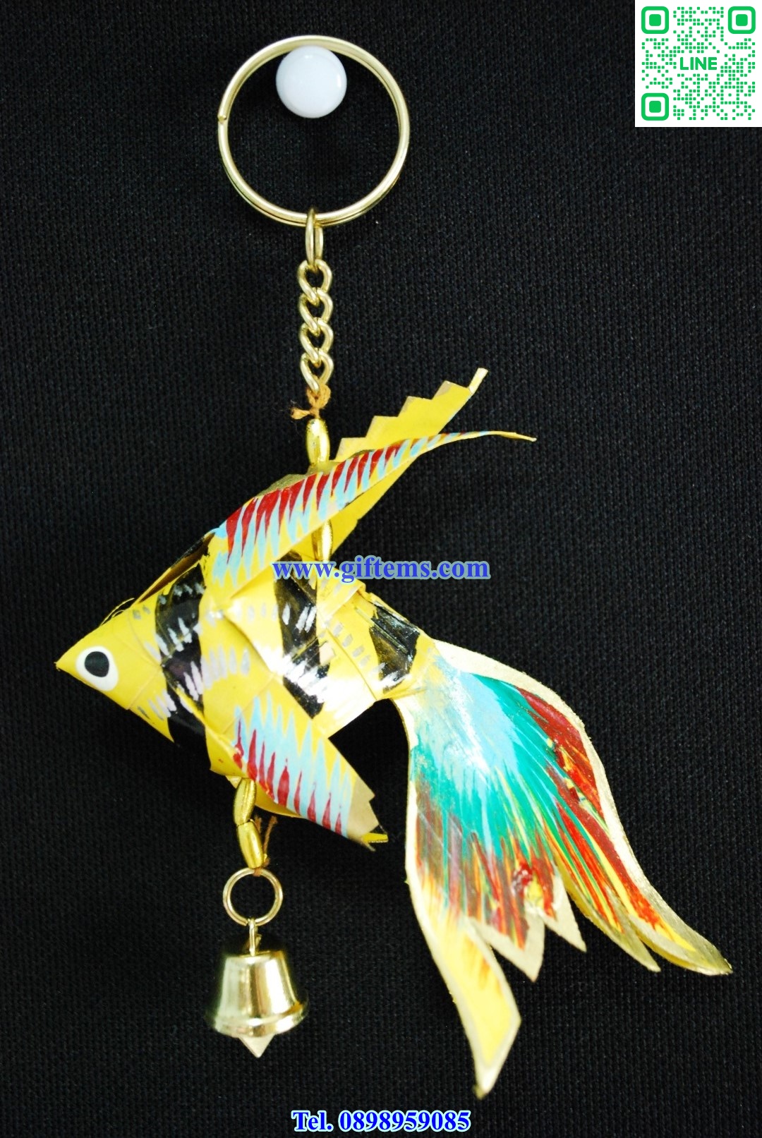 พวงกุญแจ ปลากัดสยาม 4x6 นิ้ว สีเหลือง