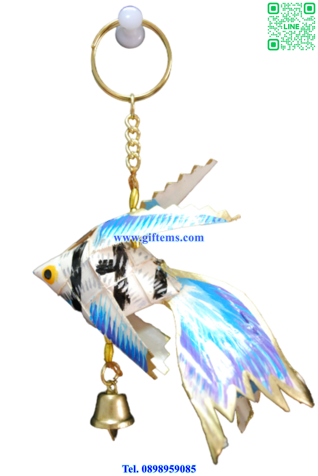 พวงกุญแจ ปลากัดสยาม 4x6 นิ้ว สีขาว