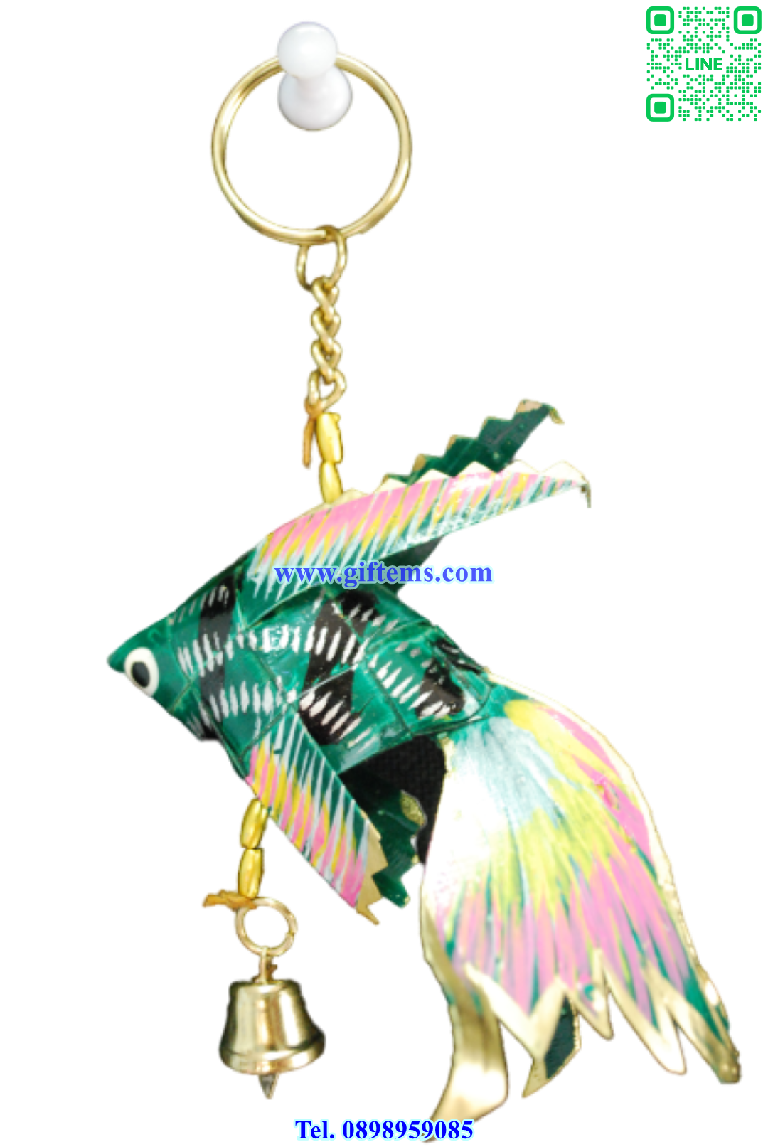 พวงกุญแจ ปลากัดสยาม 4x6 นิ้ว สีเขียว