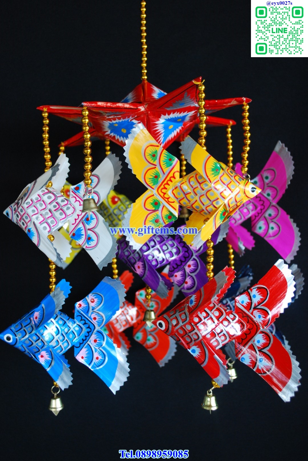 โมบายปลานพเก้า 9x20 นิ้ว หลากสี