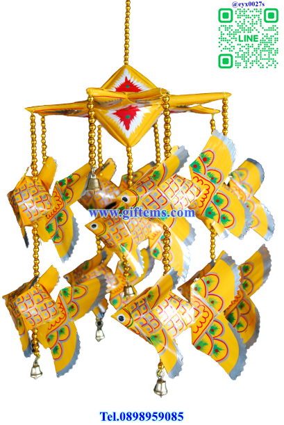 โมบายปลานพเก้า 9x20 นิ้ว สีเหลือง